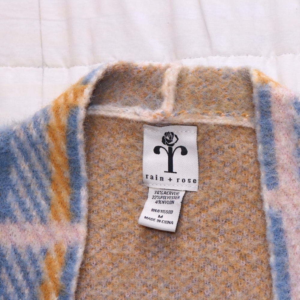 Rain + Rose Soft textured Plaid Comfy Sweater Cardigan Medium, Nordstrom - Picture 8 of 8